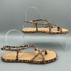 NEW Kenneth Cole Reaction Women’s Waltz Strappy Flat Sandals Leopard Size 6.5M